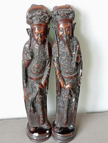 Pair vintage chinese carved - chinese,