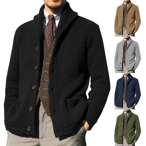 New men collar pure cardigan - collar,