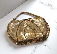 ORIGINAL 1920S 1930S ART DECO MINIATURE BAG PURSE SEQUIN HEAVILY EMBELLISHED