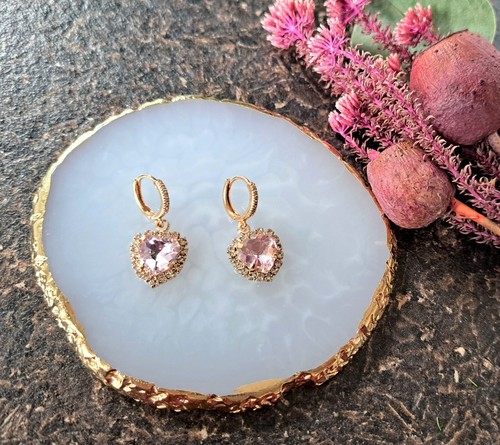 New pink rhinestone heart - new,