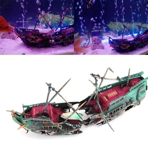 Large aquarium shipwreck - large,