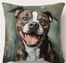 Super Soft Staffordshire Bull Terrier Dog No 1. Cushion Cover 45cm x 45cm