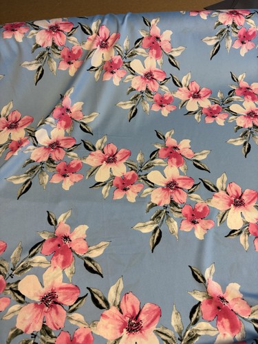 Metres blue pink floral - metres,