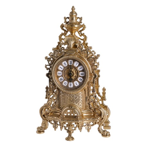 Clock polished brass - clock,