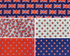 Union Jack Themed Polycotton Bunting Craft Dress Fabric Material, Coronation