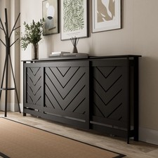 Radiator Cover Black Modern Chevron Slat Shelves MDF Cabinet Shelf Adjustable