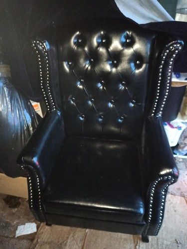 Lounge chair black leather - chair,