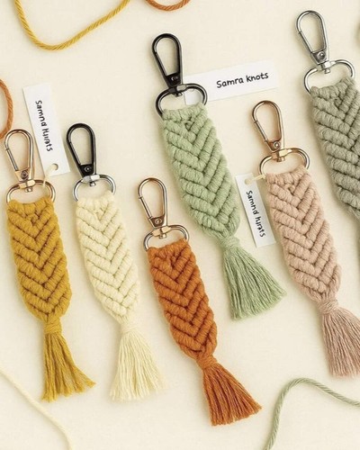 Macrame mermaid tail keychain - macrame,