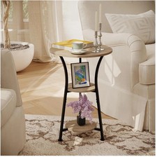 Small Round End Table  Narrow Small Space, 3-Tier Round Accent Couch Wayfair