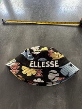 retro ellesse bucket hat Black Yellow Festival Rave Holiday Flowers One Size