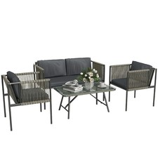 Outsunny Wicker Furniture Set with Coffee Table, Refurbished