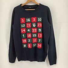 LIVERGY S GB 34/36 Blue Christmas Jumper Knitted Advent Calendar Pullover
