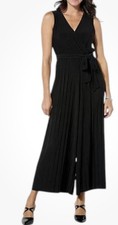 Nina Leonard Women's Sleeveless Pleated Leg Jumpsuit Black Size 4XL QVC Festive