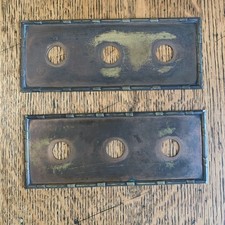 Art Deco Lighting * 2 x Triple Light Switch Plates * Copper * Vintage * Rare