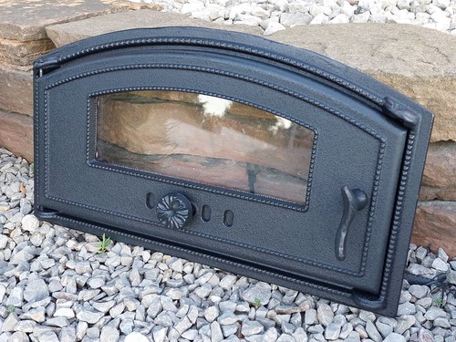 Cast iron pizza oven - pizza, door