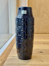 Rare West German Carstens Tonnieshof Large Geometric Fat Lava Vase Model E 3-40