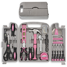 56 Pcs Pink Tool Kit For Home Repair DIY Tool Set With Hammer Screwdriver Plier