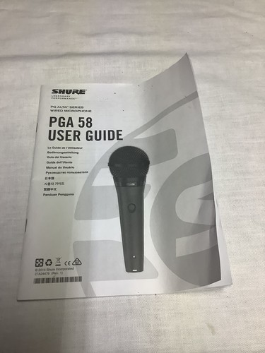 Shure pg58 user guide - shure,