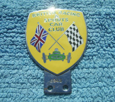VINTAGE 1960s BRITISH RACING SPORTS CAR CLUB BADGE~ORIGINAL BRSCC No 6943 EMBLEM