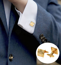 Square Checkerboard Cuff Link Gold Plated Men's Business Wedding Party Cufflinks