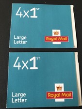 2 X Books Of 4 First Class Large Letter Stamps Up To 100g - Barcoded “Queen”. 