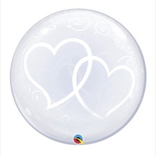 Qualatex 24" Deco Bubble Balloon Entwined Hearts New
