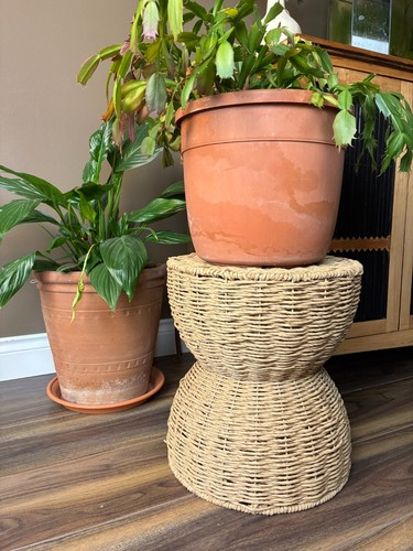Woven plant stand wicker - woven,