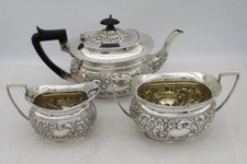 Fine Vintage Silver Plated  Tea Set - 3 Piece - Robert Pringle - Floral Design