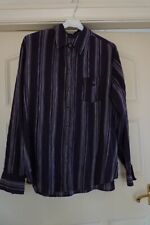 M&S Classic Size 14 Blackberry long sleeve Striped Blouse/shirt Top. 98% cotton.