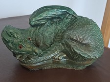 WINDSTONE ? GREEN CURLED UP MOTHER DRAGON 9 inches Long.
