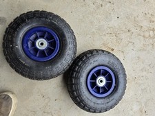 2x 10 Inch Pneumatic Tyre Wheel 4.10/3.50-4 Industrial Wheelbarrow blue trolley 
