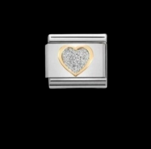 New silver glitter gold heart - silver,