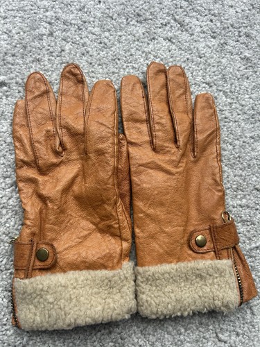 Tan leather gloves - leather, oasis