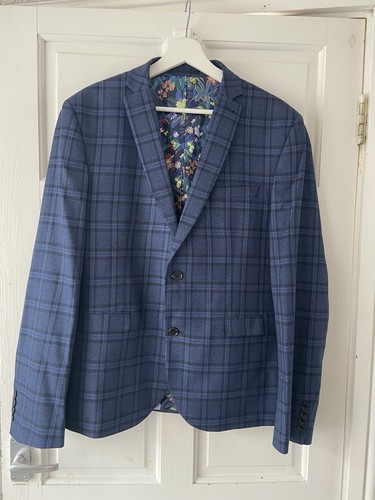 Next mens navy check skinny - navy,