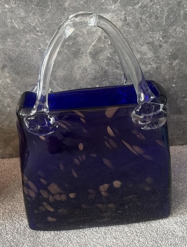 Hand blown glass handbag - glass, vase