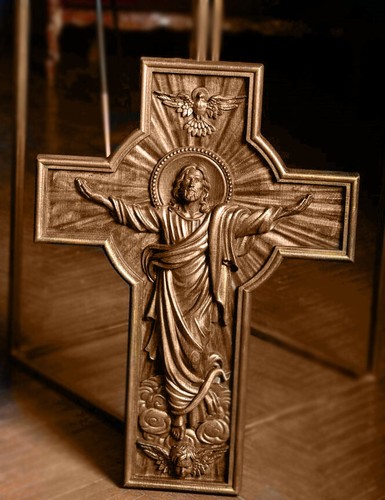 Wall cross carved wood - cross,