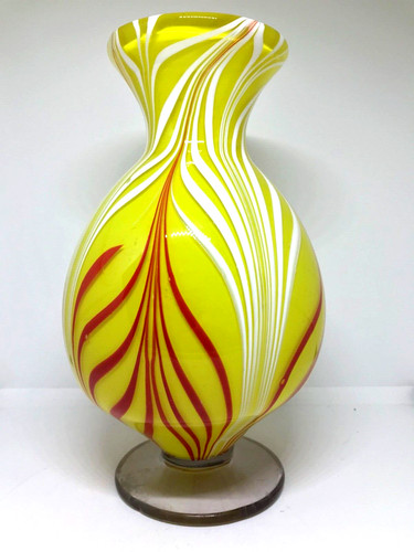 Yellow retro glass vase - vase, funky