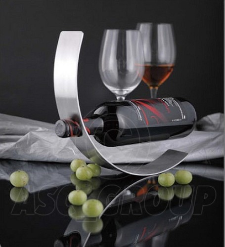 Curved metal wine bottle - wine,