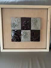 Mid Century Ceramic Tiles Framed 1960s Wall Art Clay Tiles Brutalist mcm art
