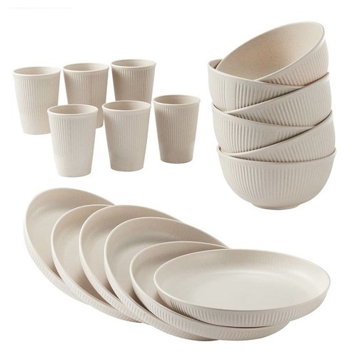 18pcs round dinner - dinner, wheat