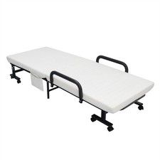 Folding Single Adjustable Portable Sleeper Bed Sofa Bed with Mattress W/ Wheels