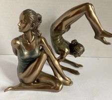Vintage Veronese Bronze Cold Cast Female Yoga Figures Scorpion + Hatha Pose VGC