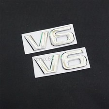 2x Silver Huge V6 Chrome Metal
