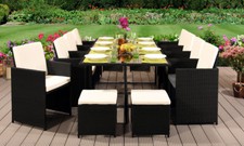 13PC RATTAN GARDEN FURNITURE CUBE SET CHAIRS SOFA TABLE OUTDOOR PATIO