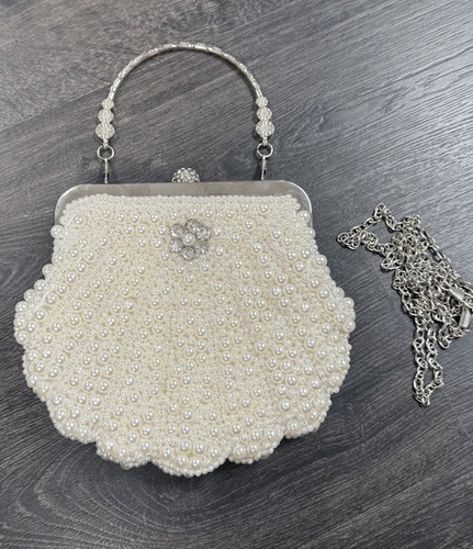 Faux ivory pearl clutch - ivory,