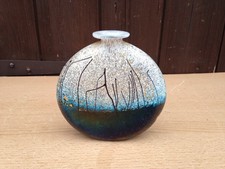 Isle of Wight Glass Vase Iridescent Hand Made