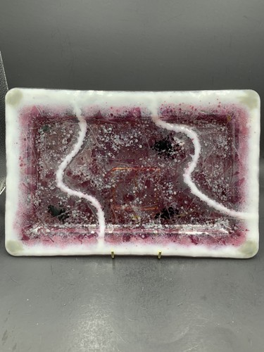 Handmade art fused glass plate - handmade,