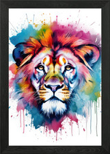 Colorful Lion Framed Wall Art