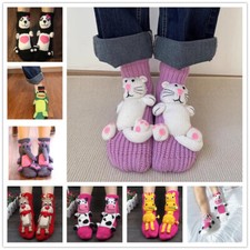 Non-slip Knit Sweater Household Floor Socks 3D Cow Cat Christmas Slipper Sock UK