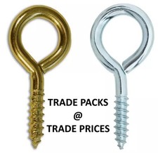 Steel Screw Eyes Brass Plated Zinc Plated Various Sizes 20mm -100mm Vine Eyelet
